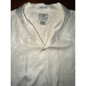 Luau‎ 100% Silk Ivory Hawaiian Shirt Size XL Beach Resortwear Vacation Tropical